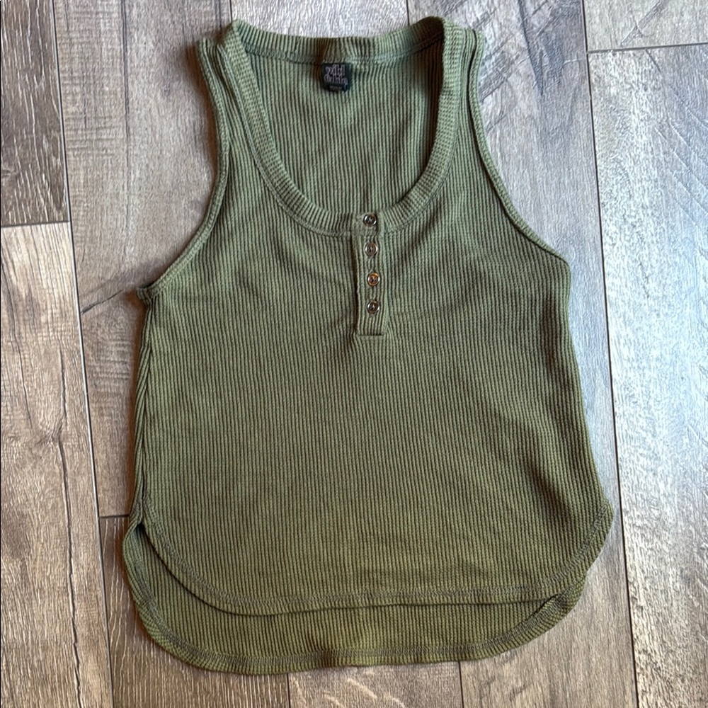 Wild Fable Green Ribbed Sleeveless Tank Top